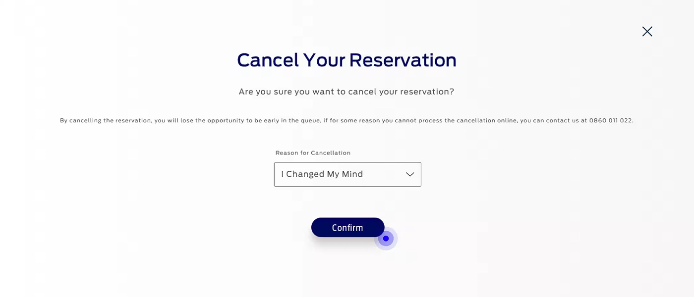 Tell us reason for the cancellation