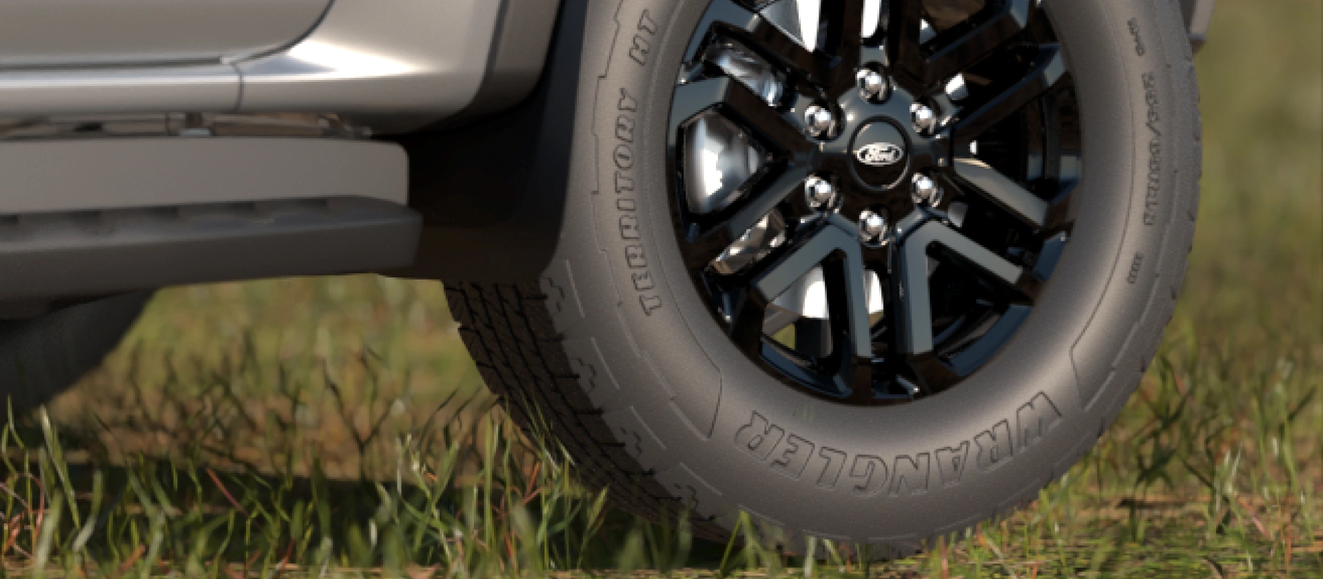 Ford Everest black alloy wheel with Wrangler Territory MT tire