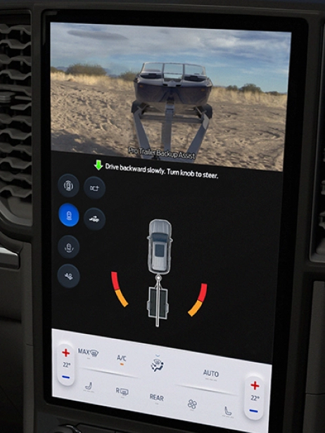 Touchscreen with trailer backup view