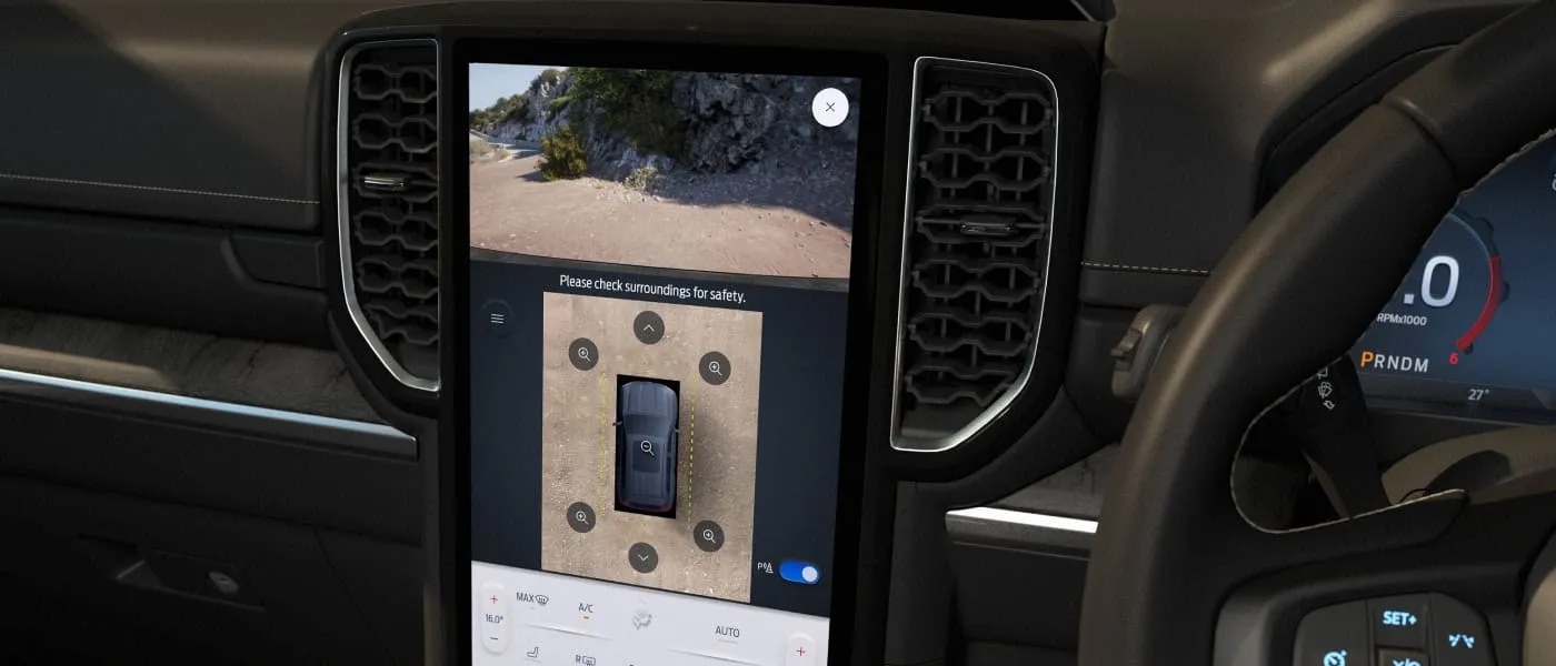 360 degree camera view displayed on the touchscreen