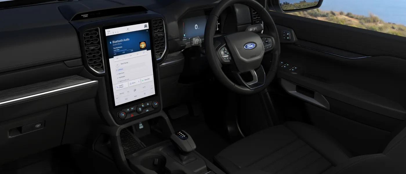 Modern Ford Everest interior with digital displays