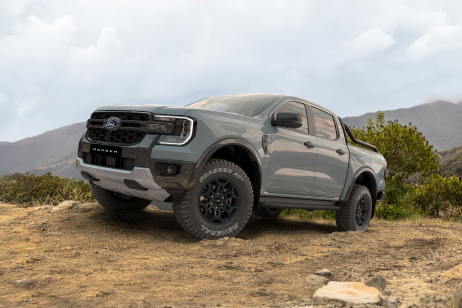 A gray Ford Ranger pickup truck parked outdoors