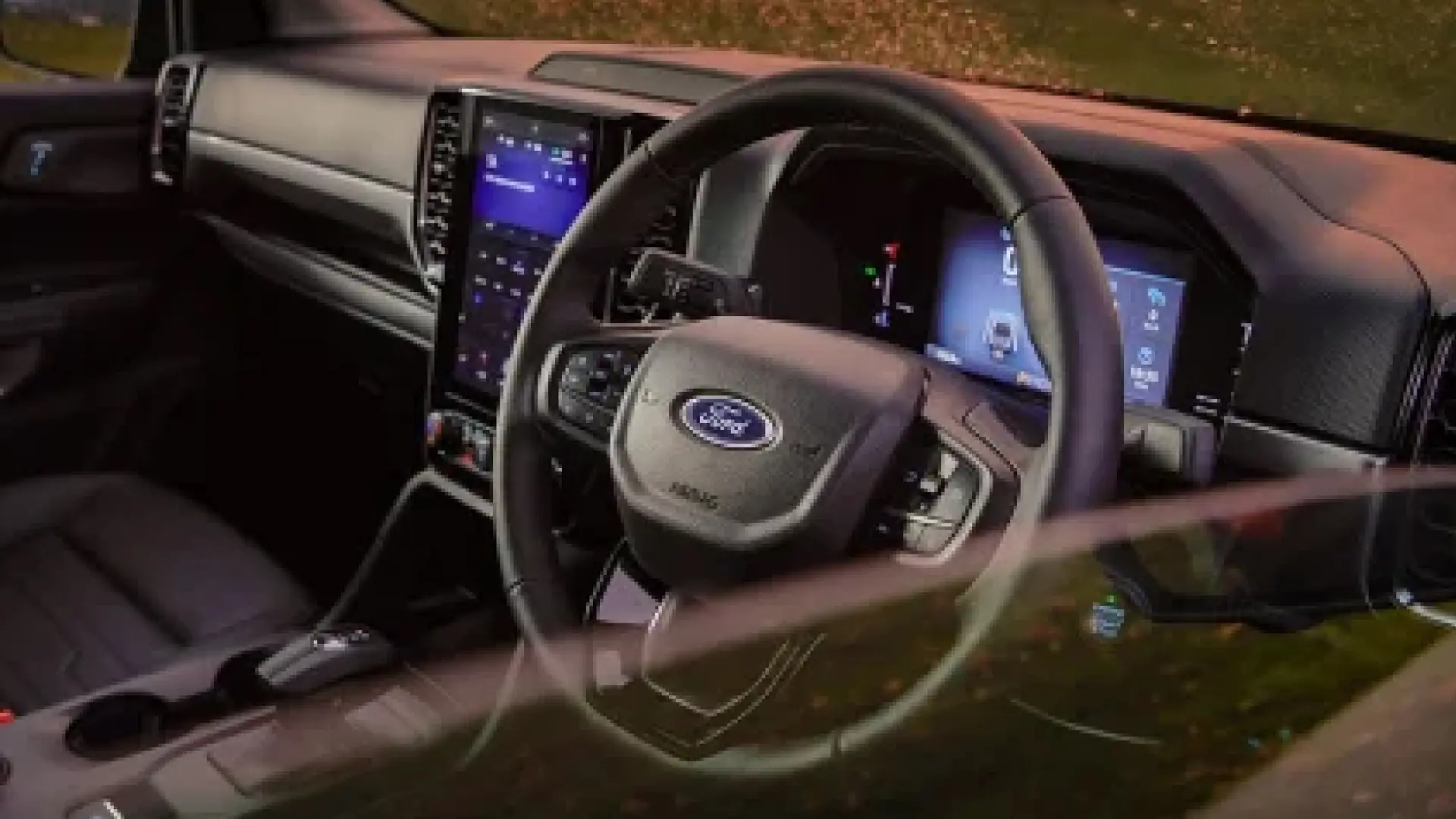 close up of ford ranger cockpit and displays