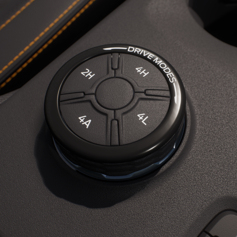 Ford Ranger drive mode selector with 2H, 4H, 4L, and 4A settings