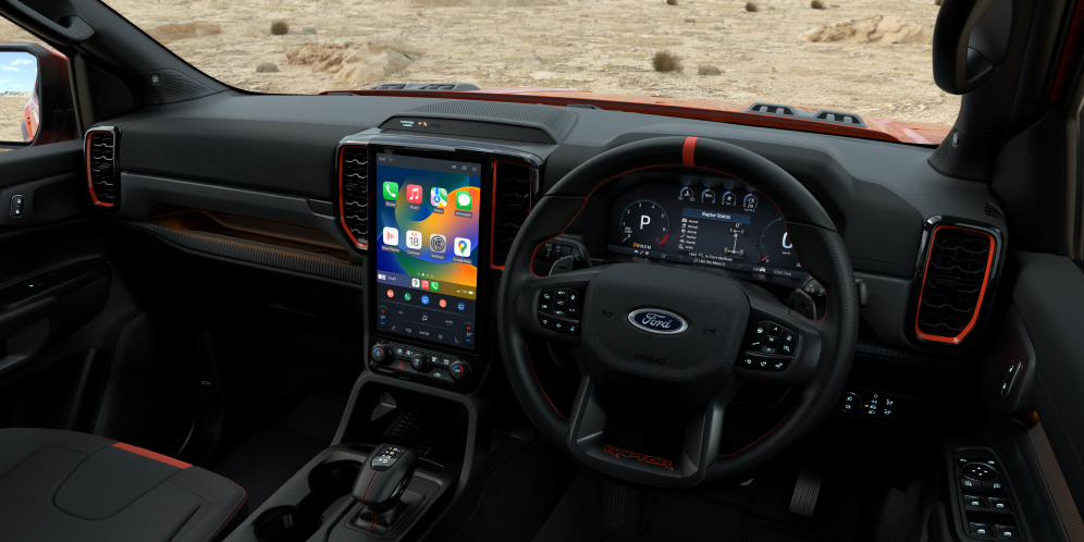 Ford Ranger interior with a large touchscreen