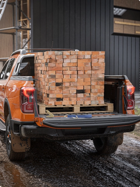 ranger truck loaded with bricks