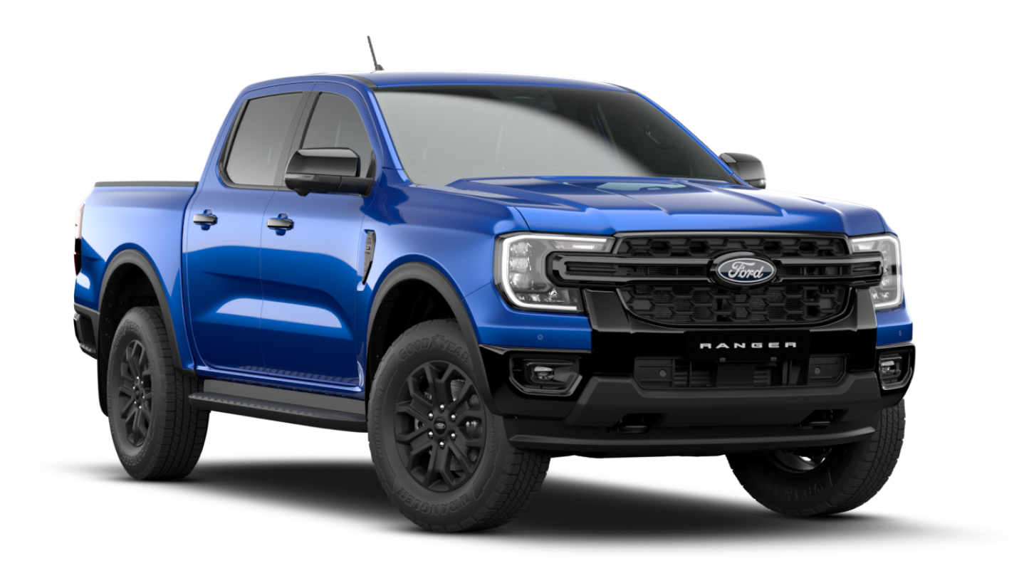 side front view with sport blue lightning