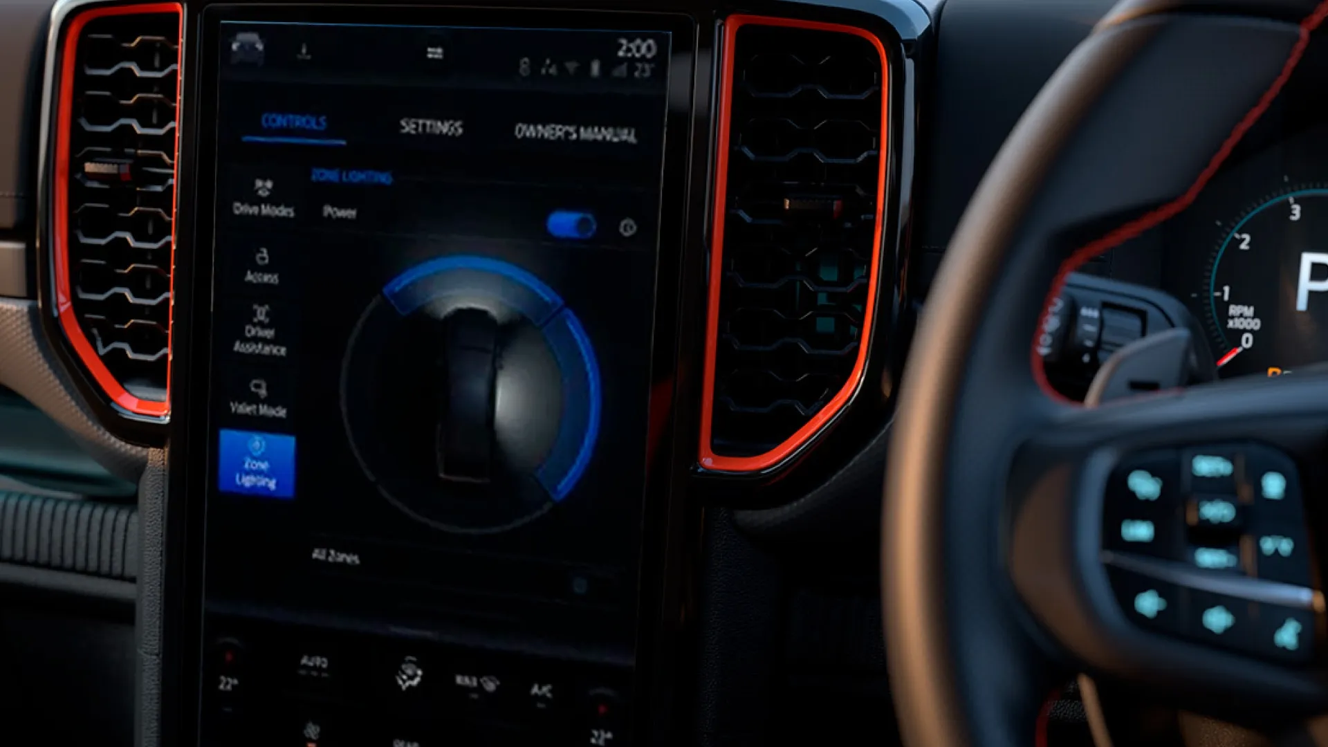 close up of digital vehicle control display