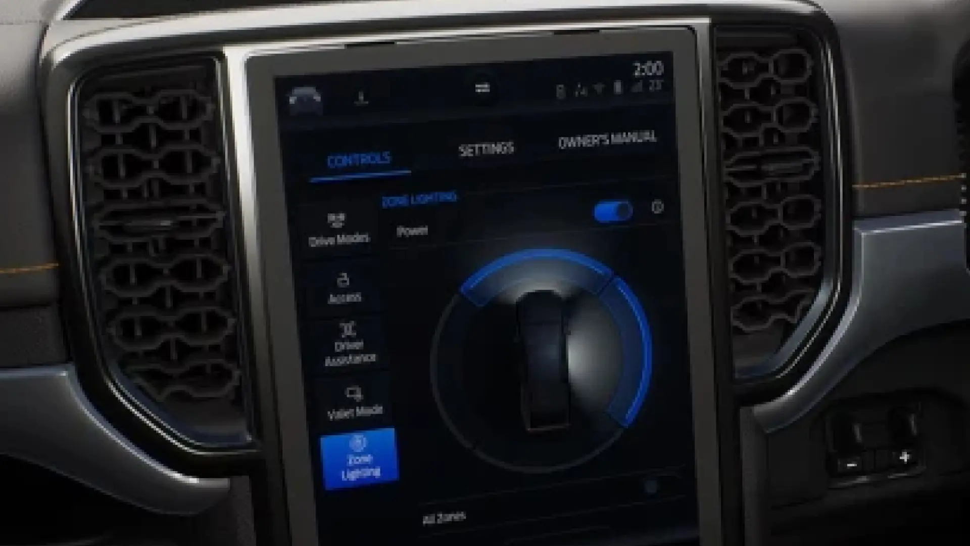 close up of digital vehicle control display
