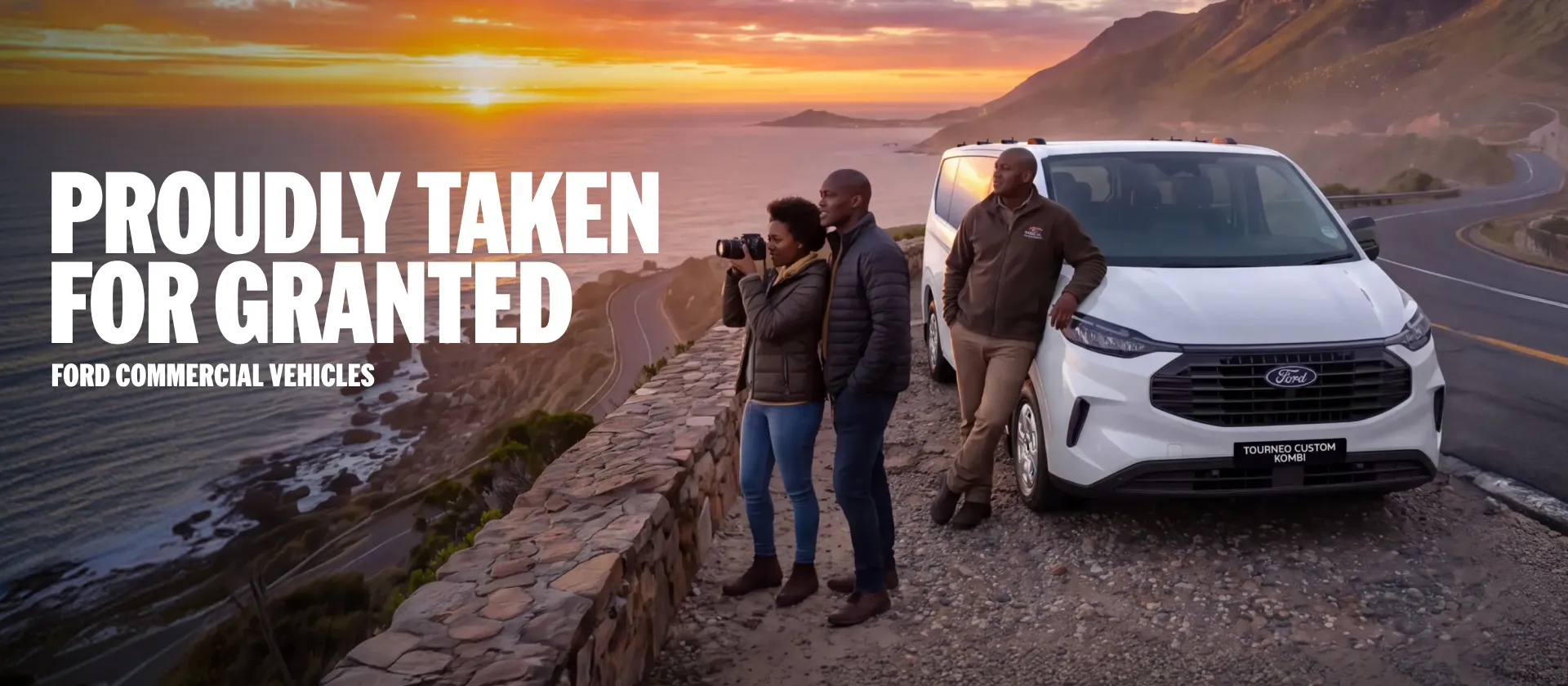 Ford Tourneo Custom at scenic coastal sunset viewpoint