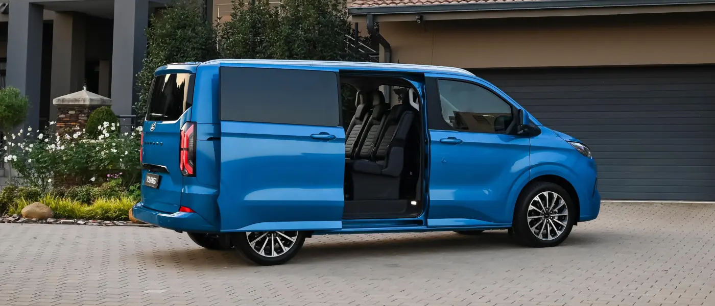 Blue Ford Tourneo Wide Power Sliding Doors