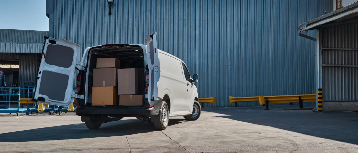 Cargo loaded Transit Custom