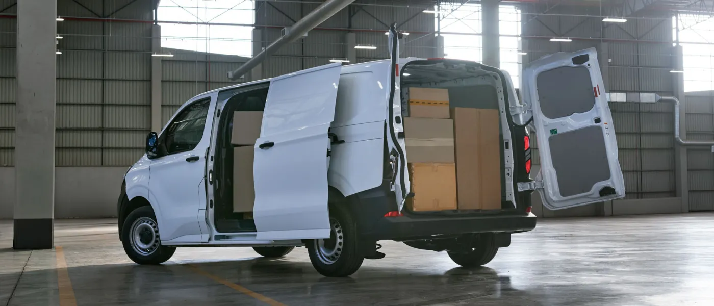 Cargo loaded Transit Custom
