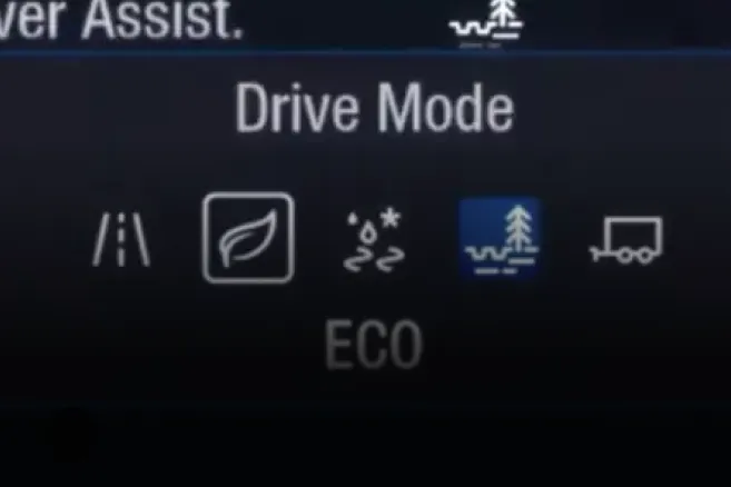 Digital dashboard showing ECO Drive Mode selection